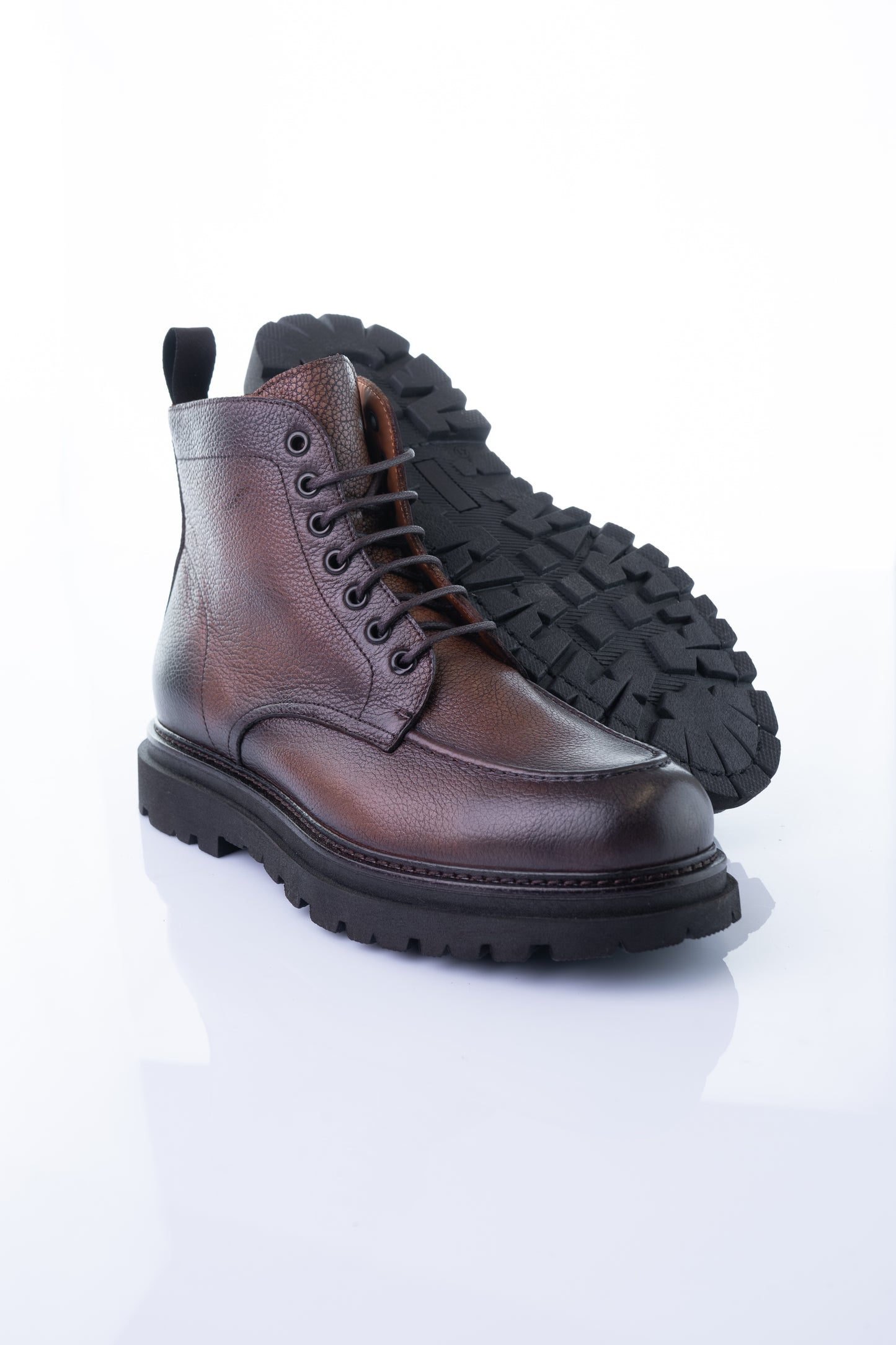 Flecs F637-2 “Cuoio” – Brown Grain Leather Lace-Up Boot