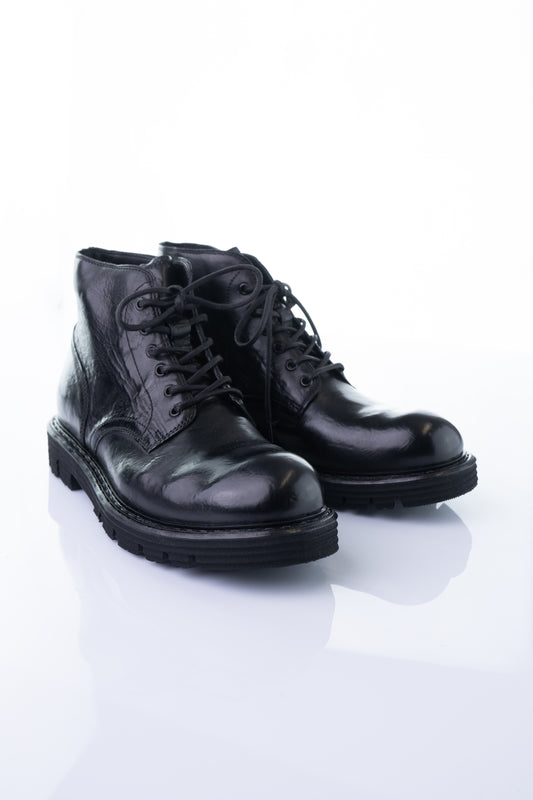Ducanero A2966 – Black Leather Mid Lace-Up Boot
