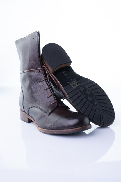 Viola Fonti 1334 – Dark Brown Buffalo Leather Lace-Up Boot