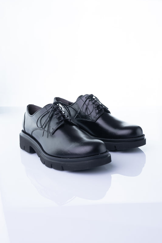 Viola Fonti 2369 – Black Naplack Chunky Derby Shoe