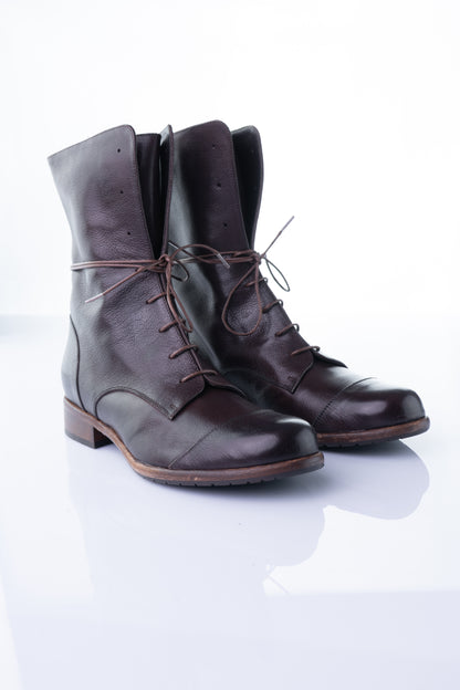 Viola Fonti 1334 – Dark Brown Buffalo Leather Lace-Up Boot